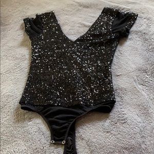 Bebe Sparkly Black Top